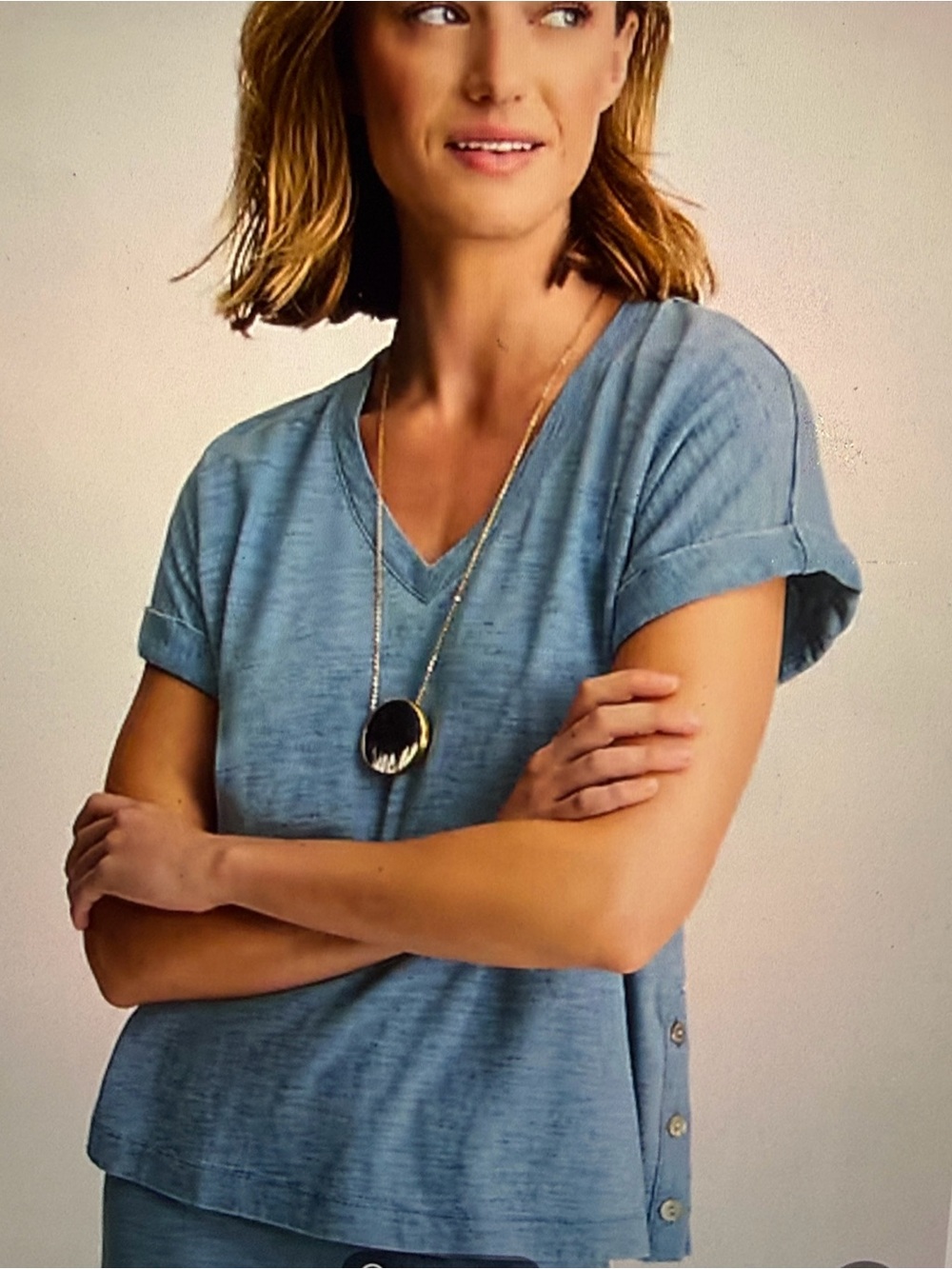 NWT J. Jill Pure Jill Button Detail Tee, Women’s XL Petite